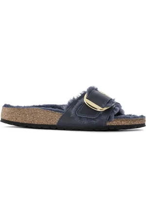 Birkenstock Dames muiltjes Madrid Big Buckle Shearling Oiled Leather