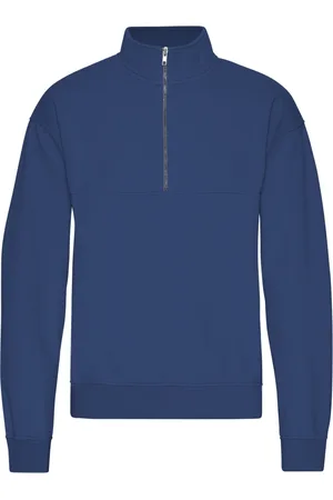 Colorful Standard 1/4 rits sweater Organic Marine Blue