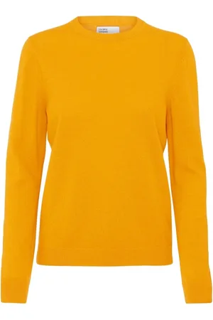 Colorful Standard Damestrui met Ronde Hals in wol Light Merino Burned Yellow