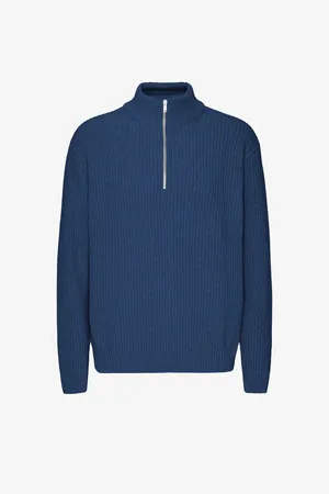Colorful Standard Merino trui 1/4 ritssluiting Marine Blue