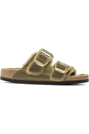 Birkenstock Dames muiltjes Arizona Big Buckle Shearling Oiled Leather