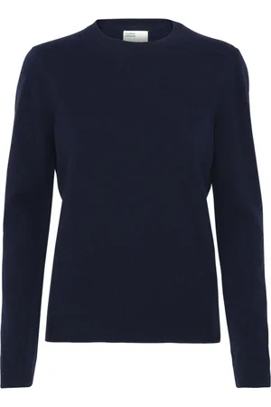 Colorful Standard Damestrui met Ronde Hals in wol Light Merino Navy Blue