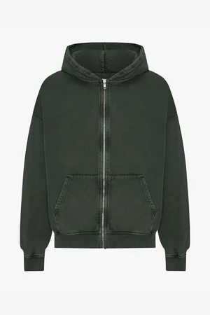 Colorful Standard Oversized zip-up hoodie Organic midnight forest