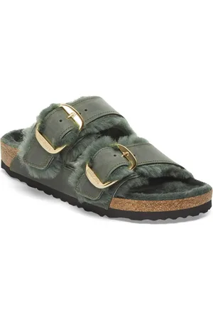 Birkenstock Dames muiltjes Arizona Big Buckle Shearling Oiled Leather