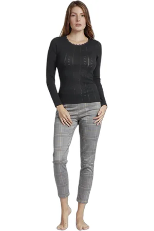 Admas Geribd dames-T-shirt met lange mouwen