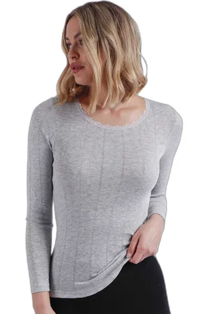 Admas Geribd dames-T-shirt met lange mouwen