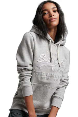 Superdry Sweatshirt damescapuchon met logo in reliëf