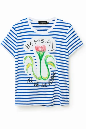 Desigual Dames t-shirt met bloemenstrepen