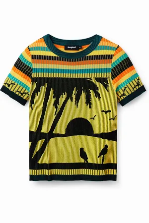 Desigual Dames t-shirt met mesh landschap