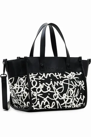 Desigual Medium canvas tekst schoudertas voor dames