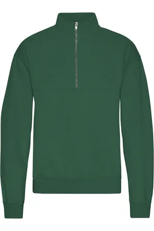 Colorful Standard Merino 1/4 zip trui Emerald Green