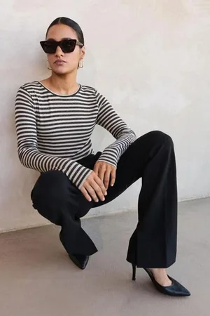 BY-BAR Top basic ls stripe | chalk