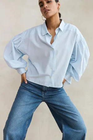 BY-BAR Sarah short chambray blouse | light blue
