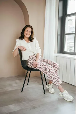 BY-BAR Begum pink cheetah broek |