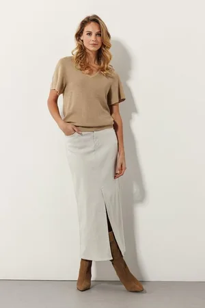 Tramontana V-Neck Lurex Jumper | Sand