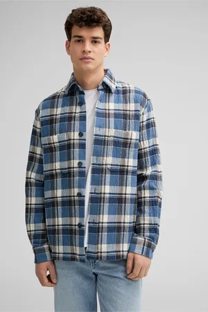 Strellson Overshirt Nalon, blauw/gebroken wit geruit