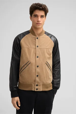 Strellson Leren jas Kade, beige/zwart