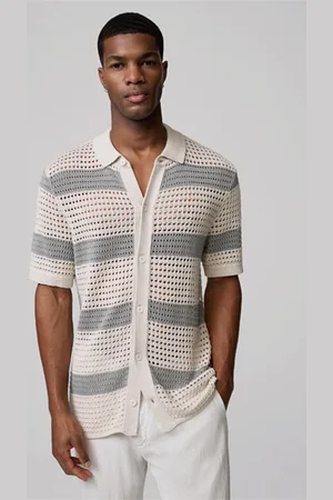 Strellson Gebreid shirt Ander, met crème/grijs dessin