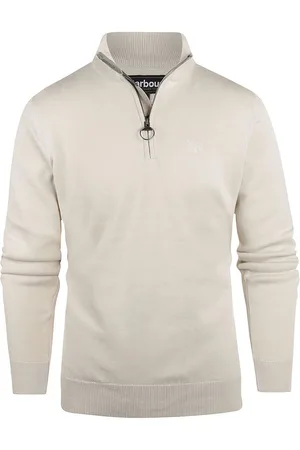 Barbour Trui Half Zip Ecru