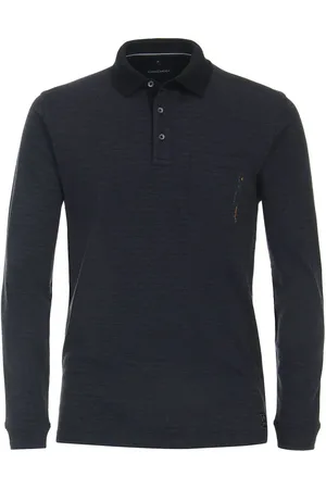 Casa Moda Longsleeve Polo Streep Navy