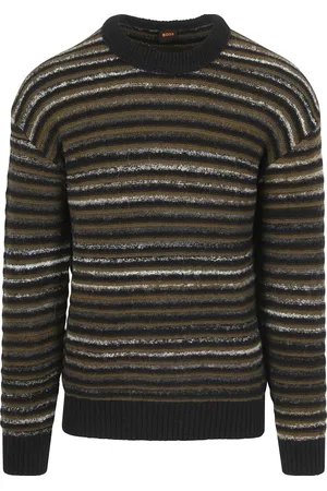 HUGO BOSS Pullover Aturn Wolblend Strepen Zwart