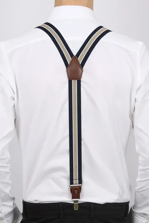 Suitable Luxe Bretels Navy Streep Beige