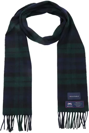 Suitable Sjaal Ruit Merino Wol Navy Groen
