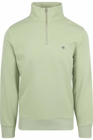 GANT Half Zip Trui Logo Lichtgroen