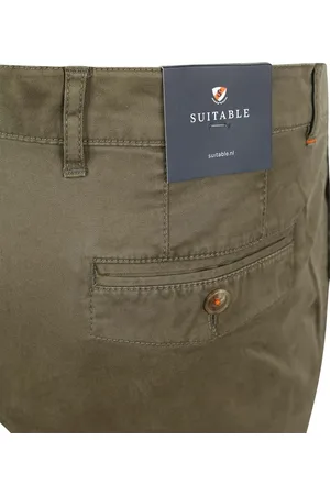 Suitable Chino Plato Olijfgroen