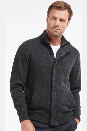 Barbour Zip Vest Lamswol Patch Antraciet