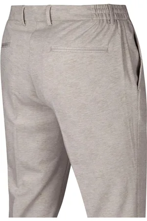 Suitable Pantalon Jersey Zandkleur Ruit
