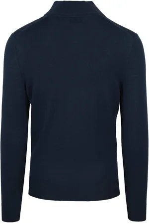Suitable Merino Half Zip Trui Navy