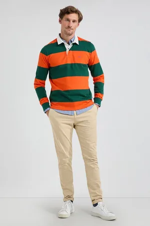 McGregor Rugbyshirt Streep Oranje Groen