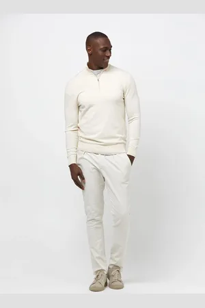 Profuomo Half Zip Pullover Luxury Ecru
