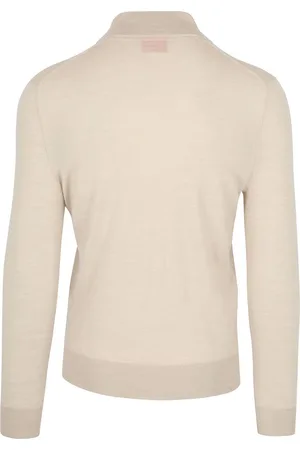 Suitable Merino Half Zip Trui Ecru