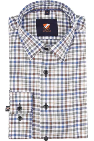 Suitable Overhemd Bruin Ruiten