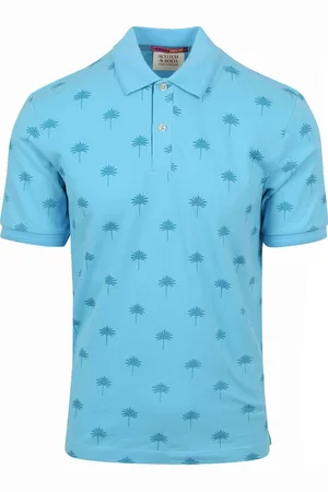 Scotch&Soda Poloshirt Palmbomen Blauw