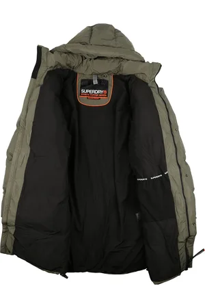 Superdry Lange Pufferjas Hooded Zwart