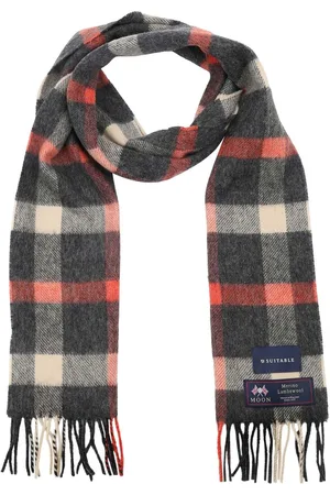 Suitable Sjaal Ruit Merino Wol Grijs