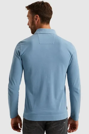 PME Legend™ Long Sleeve Poloshirt Garment Dye Piqu?? Blauw