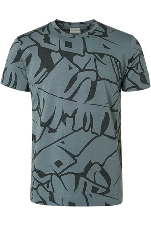 No Excess T-Shirt Print Staalblauw