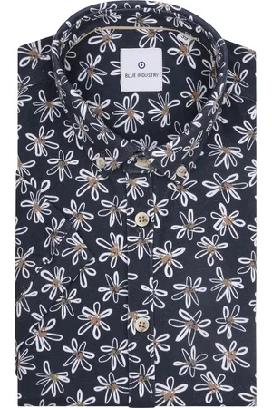 Blue Industry Short Sleeve Overhemd Bloemen Navy