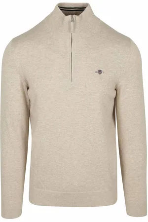 GANT Half Zip Trui Lichtbeige