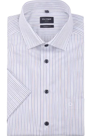 Olymp Short Sleeve Overhemd Luxor Strepen Blauw