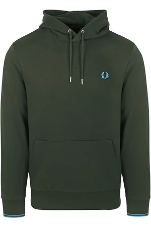 Fred Perry Hoodie Logo Night Green