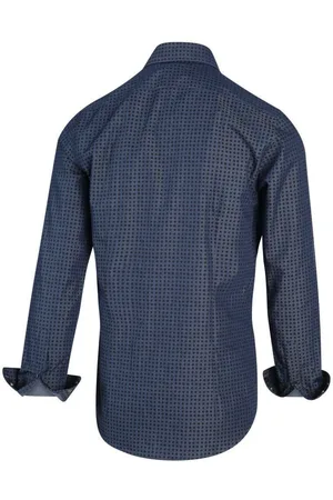 Blue Industry Overhemd Bollen Donkerblauw