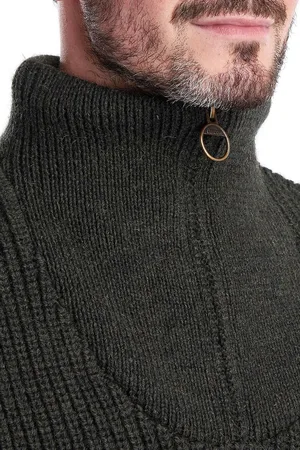 Barbour New Tyne Zip Trui Wol Olijfgroen
