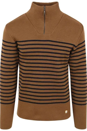Armor.lux Camionneur Half Zip Trui Wol Strepen