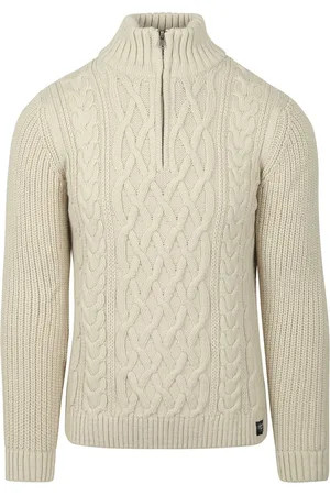 Superdry Half Zip Trui Jacob Cable Ecru