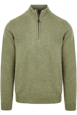 Suitable Half Zip Trui Lamswol Lichtgroen